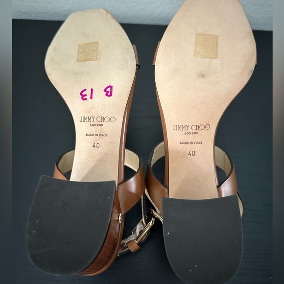 Jimmy Choo Women's Jin 45mm Mid Heel Square Toe Buckled Sandals - Picture 9 of 9